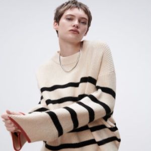 Zara Mockneck Striped Sweater